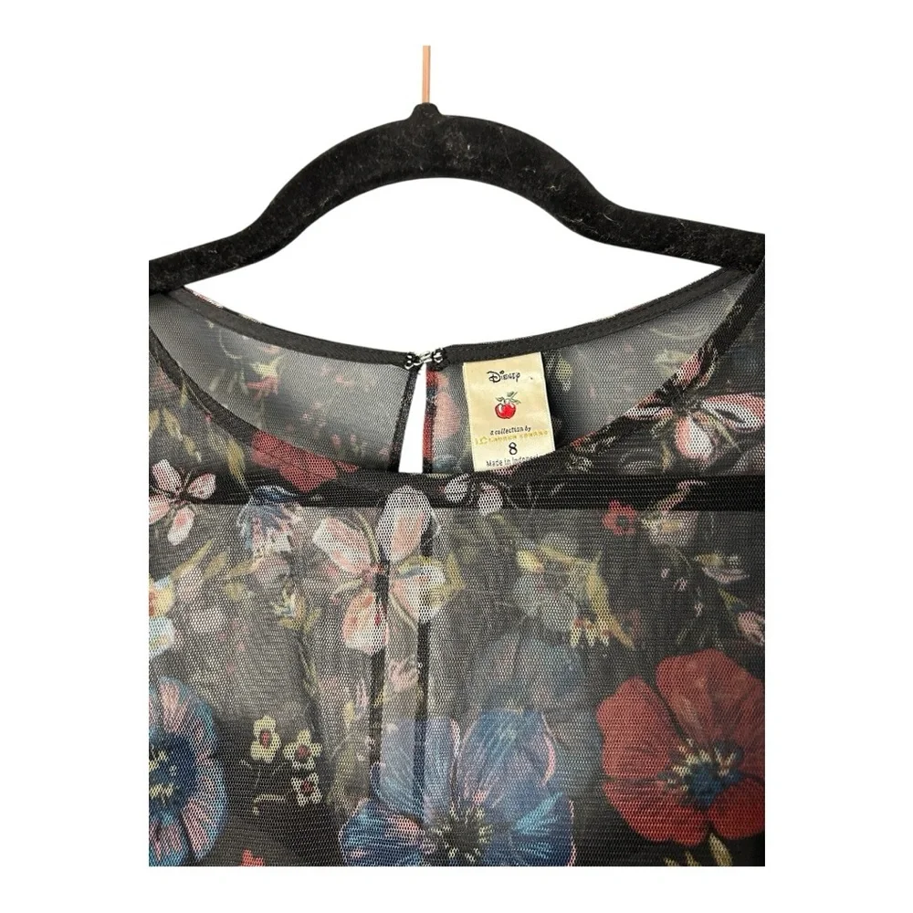 Disney LC Lauren Conrad Women's Black Floral Fit & Flare Midi Dress Size 8 - Picture 4 of 9